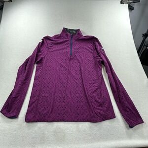 Greyson Pullover Shirt Womens Large Purple Geometric 1/4 Zip Golf Mock Neck